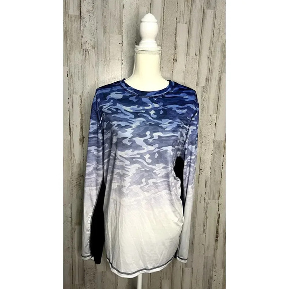 Ocean + Coast Men's‎ Blue Camo Long Sleeve Performance T-Shirt Size Large - Picture 1 of 5